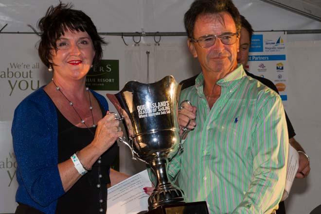 Minister Jan Stuckey MP and winner of Queensland Season of Sailing Cup, Mr Howard Piggott of Flying Cloud © Glimmer Photography http://www.glimmerphotography.com.au/